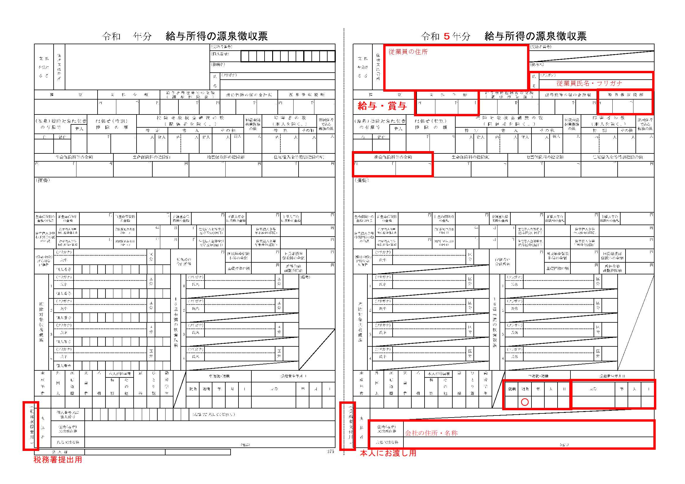 退職者の源泉徴収票